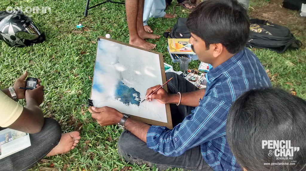 Landscape drawing at Cubbon Park