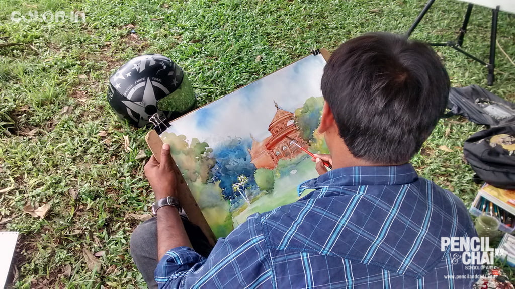 Landscape drawing at Cubbon Park