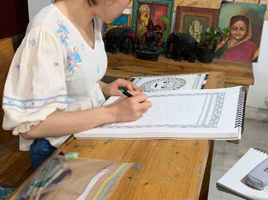 Madhubani-Painting-Learning-Sessions-at-Pencil-and-chai Madhubani Painting Classes at Pencil and chai
