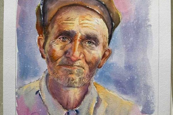 Watercolor-Painting-Portrait-by-Students-at-Pencil-and-Chai- Professional Watercolor Painting Courses
